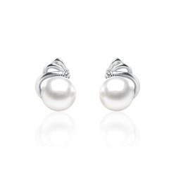 Cercei perle naturale albe din argint cu cristal DiAmanti SK18202E-W-G (Argint 925‰ 1,8 g.)